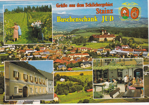 AK Grüße aus dem Schilchergebiet Stainz. Buschenschank Jud.
