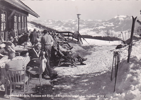 AK Alpenhotel Bödele, Terrasse mit Blick i.d. Bregenzerwald.