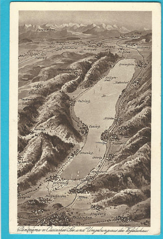 AK Panorama v. Ossiacher See und Ungebung von der Vogelschau. (1924)