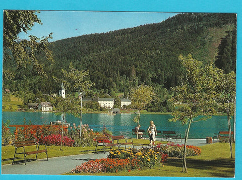 AK Kurpark Seespitz in Bodensdorf am Ossiachersee gegen Stift Ossiach.