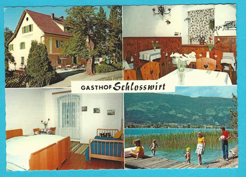 AK Ossiach. Gasthof Pension Schloßwirt Inh. Fam. Pribernig.
