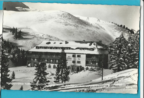 AK Wintersportplatz Turracherhöhe Hotel Hochschober mit großem Schlepplift.  (1962)
