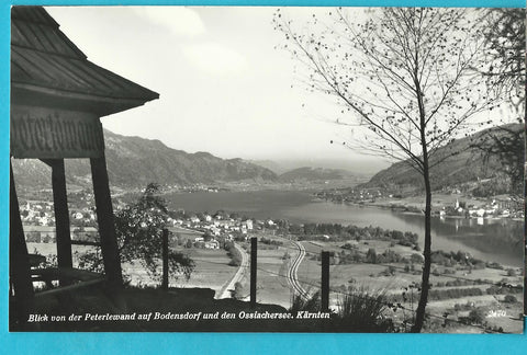 AK Blick von der Peterlewand auf Bodensdorf und den Ossiachersee.
