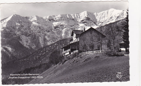 AK Bad Ischl. Alpenhotel u. Cafe Restaurant. Sophien-Doppelblick.