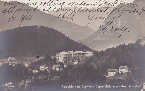 AK Bad Ischl. Aussicht von Sophiens Doppelblick gegen den Dachstein.