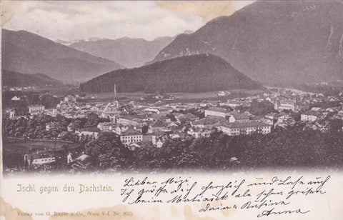 AK Ischl gegen den Dachstein. (um1900)