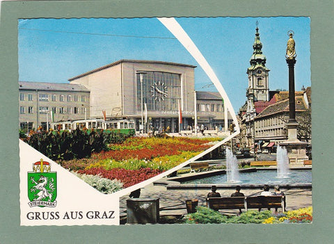 AK Gruß aus Graz. Hauptbahnhof, Eisernes Tor.