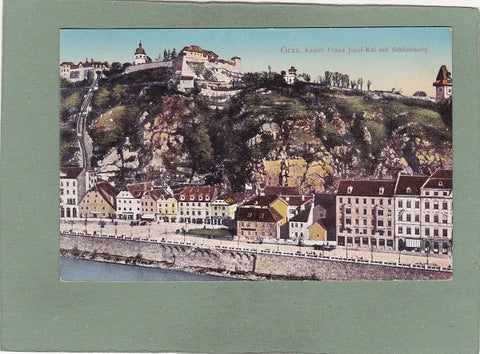 AK Graz. Kaiser Franz Josef-Kai mit Schlossberg.
