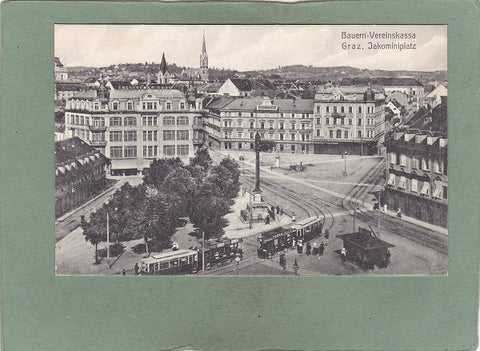 AK Graz, Jakominiplatz. Bauern-Vereinskassa.