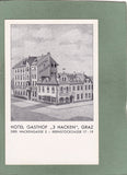 AK Graz. Hotel Gasthof „3 Hacken“ Graz. Drei Hackengasse 2, Kernstockgasse 17-19.