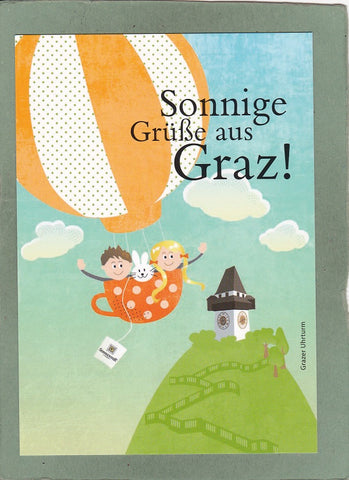 Werbe-Karte Sonnige Grüße aus Graz ! Grazer Uhrturm von Sonnentor.