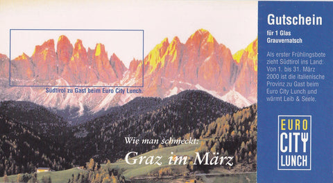Werbe-Karte Wie man schmeckt: Graz im März 2000. Südtirol zu Gas