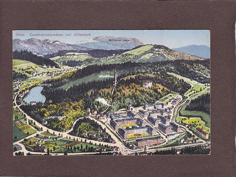 AK Graz. Landeskrankenhaus mit Hilmteich.