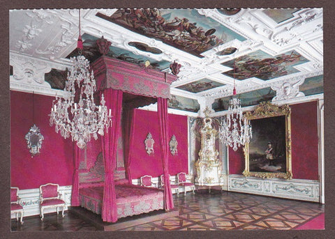 AK Schloß Eggenberg in Graz. Schlafzimmer, Interieur um 1755. Kalender 1989 d