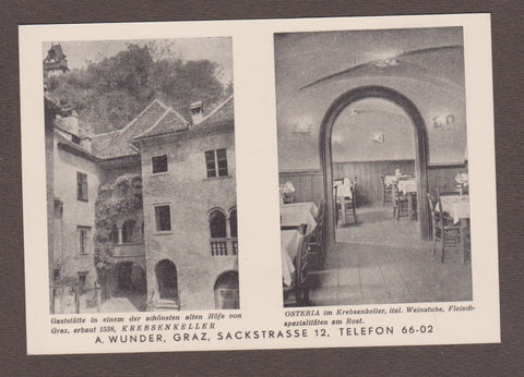 AK Graz Krebsenkeller. A. Wunder Graz Sackstrasse 12.
