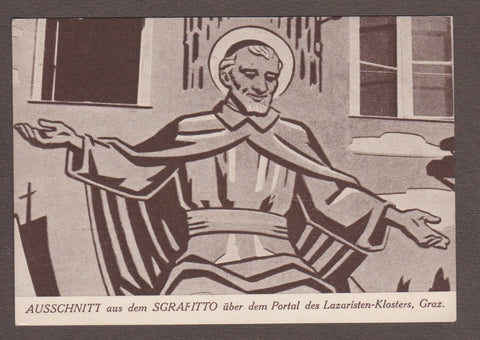 AK Ausschnitt aus dem Sgrafitto über dem Portal des Lazaristen-Klosters Graz (Mariengasse) (v. Toni Hafner)