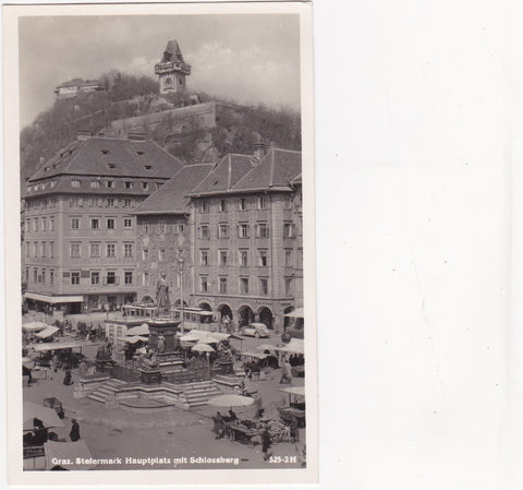AK Graz. Hauptplatz mit Schlossberg. (1949-50)
