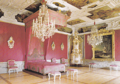 Karte Graz. Schloss Eggenberg. Landesmuseum Joanneum. Prunkräume, Schlafzimmer.