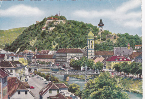 AK Graz, Blick zum Schloßberg.
