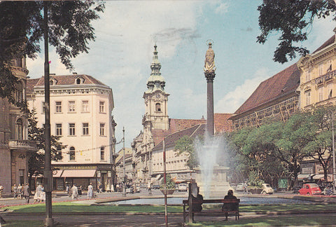 AK Graz. Platz Am Eisernen Tor mit Mariensäule und Stadtpfarrkirche.