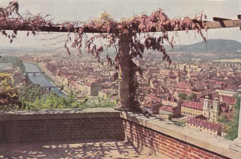 AK Graz, Blick vom Schloßberg gegen Süden.