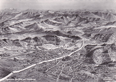 AK Panorama von Graz und Umgebung. (1957)