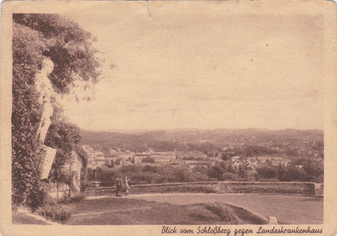 AK Blick vom Schloßberg gegen Landeskrankenhaus.