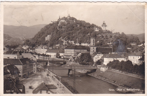 AK Graz. Mur u. Schloßberg.