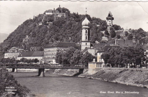 AK Graz. Mur und Schloßberg.