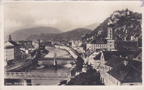 AK Graz. Die 3 Brücken. (1929)