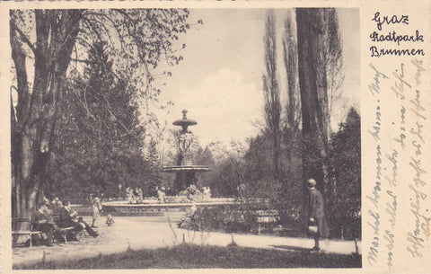 AK Graz. Stadtpark Brunnen.