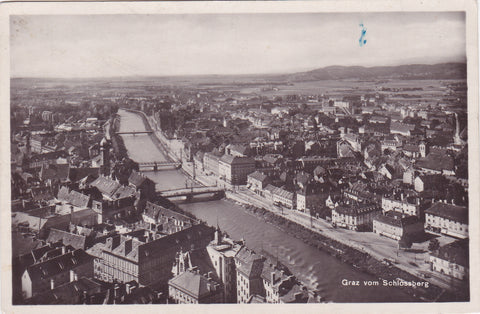 AK Graz vom Schlossberg.