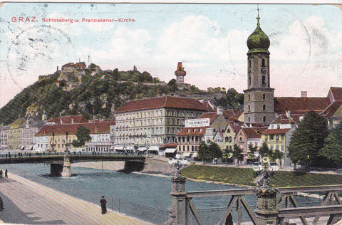 AK Graz. Schlossberg u. Franziskaner-Kirche. (1906)
