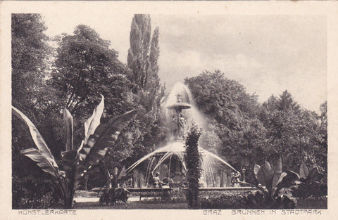 AK Graz. Brunnen im Stadtpark. (1914)