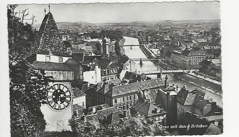 AK Graz mit den 3 Brücken. (1952)