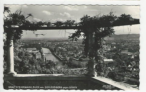 AK Graz, Blick vom Schlossberg gegen Süden.