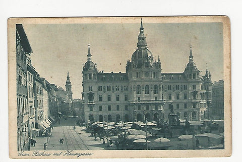AK Graz. Rathaus mit Herrengasse. (1924)