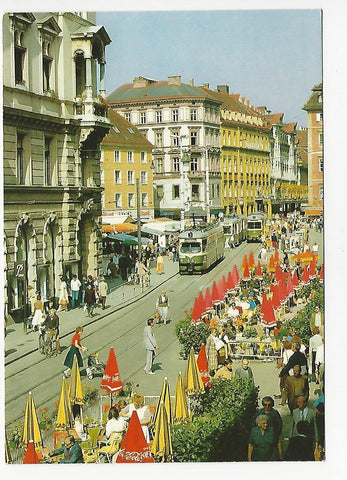 AK Graz. Fußgängerzone Herrengasse - Hauptplatz.