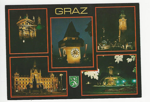 AK Graz bei Nacht.