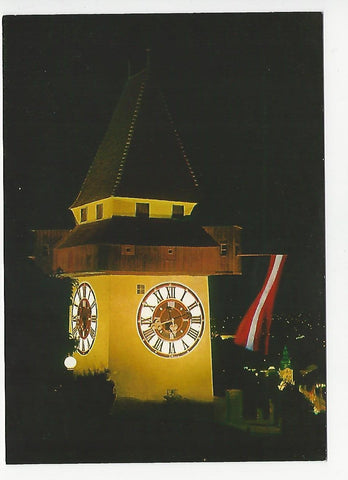 AK Graz bei Nacht. Uhrturm.