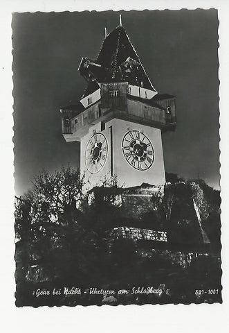 AK Graz bei Nacht - Uhrturm am Schloßberg.