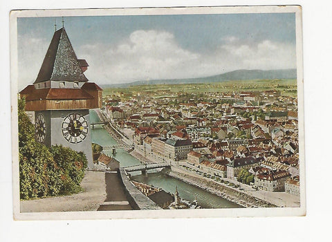 AK Graz. Stadt der Volkserhebung. Uhrturm.