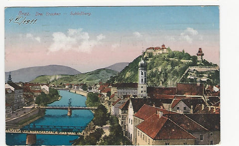 AK Graz. Drei Brücken - Schloßberg (1911).