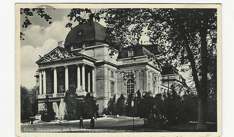 AK Graz. Stadttheater mit Leuchtbrunnen. (1939)