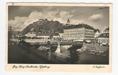 AK Graz. Franz Karlbrücke, Schloßberg. (1935)
