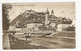 AK Graz vom Murquai mit Schloßberg. Gelaufen mit Sonderstempel Grazer Messe 1924 Jagd- u. Sportausstellung.