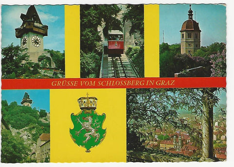AK Grüsse vom Schlossberg in Graz.