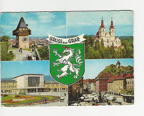 AK Gruss aus Graz. "Rucksackkarte"