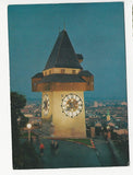 AK Graz. Uhrturm bei Nacht.