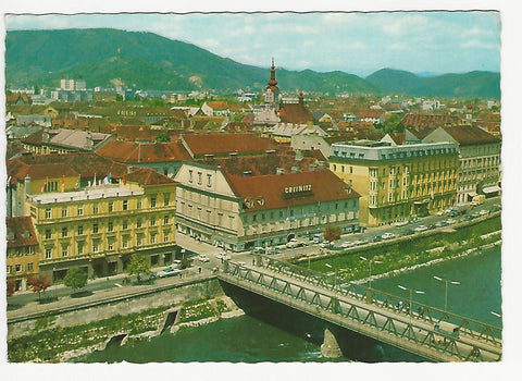 AK Graz. Blick zu Hotel Weitzer und Wiesler.